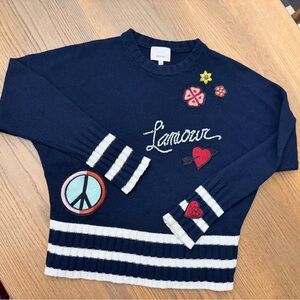 Cinq à Sept Navy Sweater with Embroidered Details